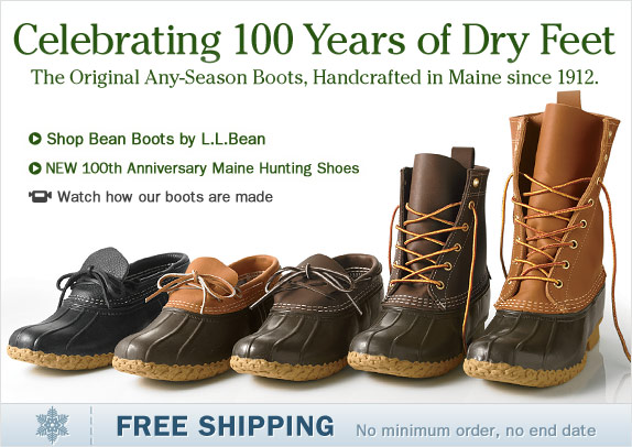 Celebrating 100 Years of Dry Feet. The Original Any-Season Boots, Handcrafted in Maine since 1912. Free shipping, no minimum order, no end date. 