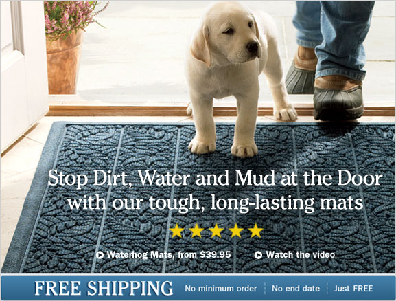 Stop Dirt, Water and Mud at the Door with our tough, long-lasting mats. Free Shipping, no minimum order, no end date