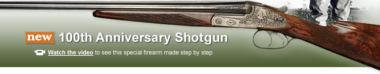 NEW 100th Anniversary Shotgun. A Tribute to Our Rich Hunting Heritage. Our hunting team partnered with legendary German gun maker Merkel to design this stunning 20-gauge shotgun. Limited edition of only 20. Made in Germany with cutting-edge technology and expert craftsmanship. Intricate custom hand-engravings on each side of the receiver. Gold inlay on the receiver's underside. Turkish walnut stock features hand-cut checkering.