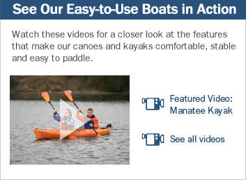 See Our Easy-to-Use Boats in Action. Watch these videos for a closer look at the features that make our canoes and kayaks comfortable, stable and easy to paddle.