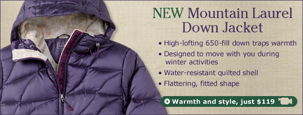 NEW Mountain Laurel Down Jacket, $119