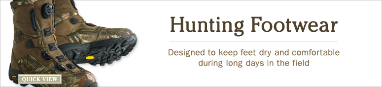 Hunting Footwear. Designed to keep feet dry and comfortable during long days in the field.