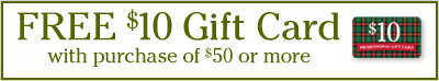 Free $10 Gift Card with purchase of $50 or more.