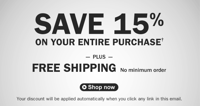 Limited-Time Offer, Ends February 20. Save 15% on your entire purchase. Details below. Plus Free Shipping, No minimum order. Your discount will be applied automatically when you click any link in this email.