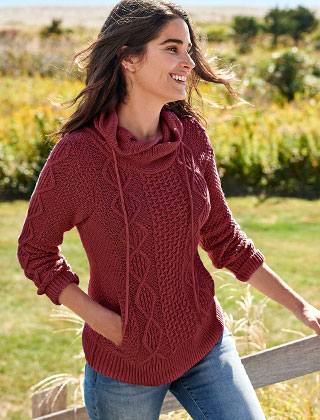 Signature Cotton Funnelneck Sweater.