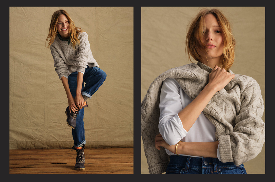 Women's Signature Wool-Blend Fisherman Sweater, Crewneck